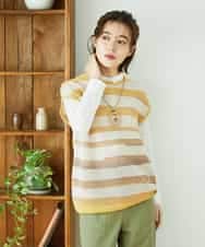 NHFGF40230 GIANNI LO GIUDICE(小さいサイズ)(メゾン ドゥ サンク) カスリボーダーニットベスト ネイビー