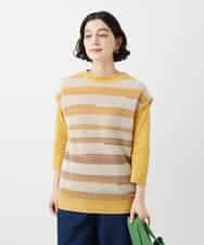 NHFGF40230 GIANNI LO GIUDICE(小さいサイズ)(メゾン ドゥ サンク) カスリボーダーニットベスト ネイビー