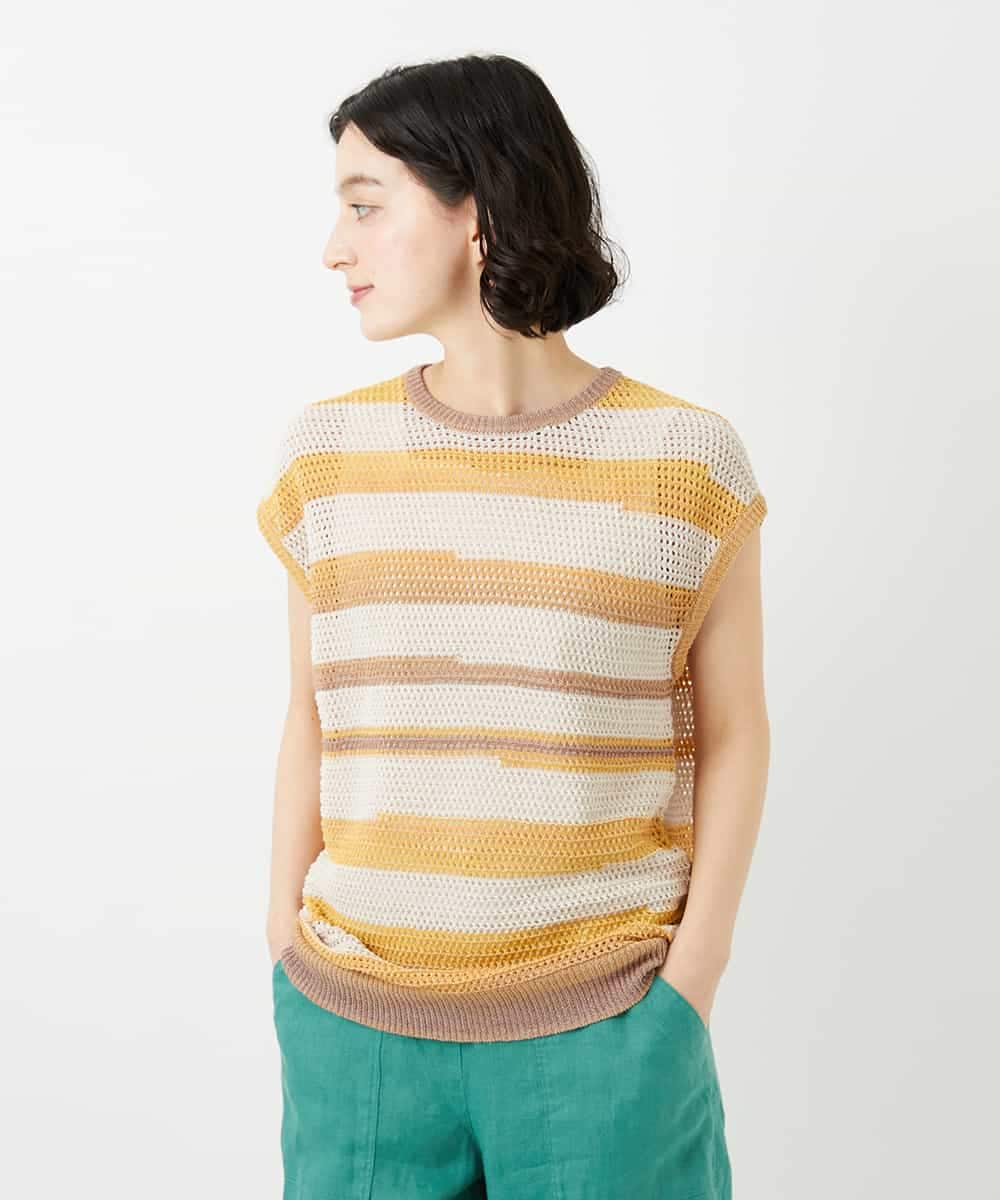 NHFGF40230 GIANNI LO GIUDICE(小さいサイズ)(メゾン ドゥ サンク) カスリボーダーニットベスト ネイビー