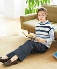 NHFGF40230 GIANNI LO GIUDICE(小さいサイズ)(メゾン ドゥ サンク) カスリボーダーニットベスト ネイビー