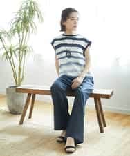 NHFGF40230 GIANNI LO GIUDICE(小さいサイズ)(メゾン ドゥ サンク) カスリボーダーニットベスト ネイビー