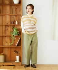 NHFGF40230 GIANNI LO GIUDICE(小さいサイズ)(メゾン ドゥ サンク) カスリボーダーニットベスト ネイビー