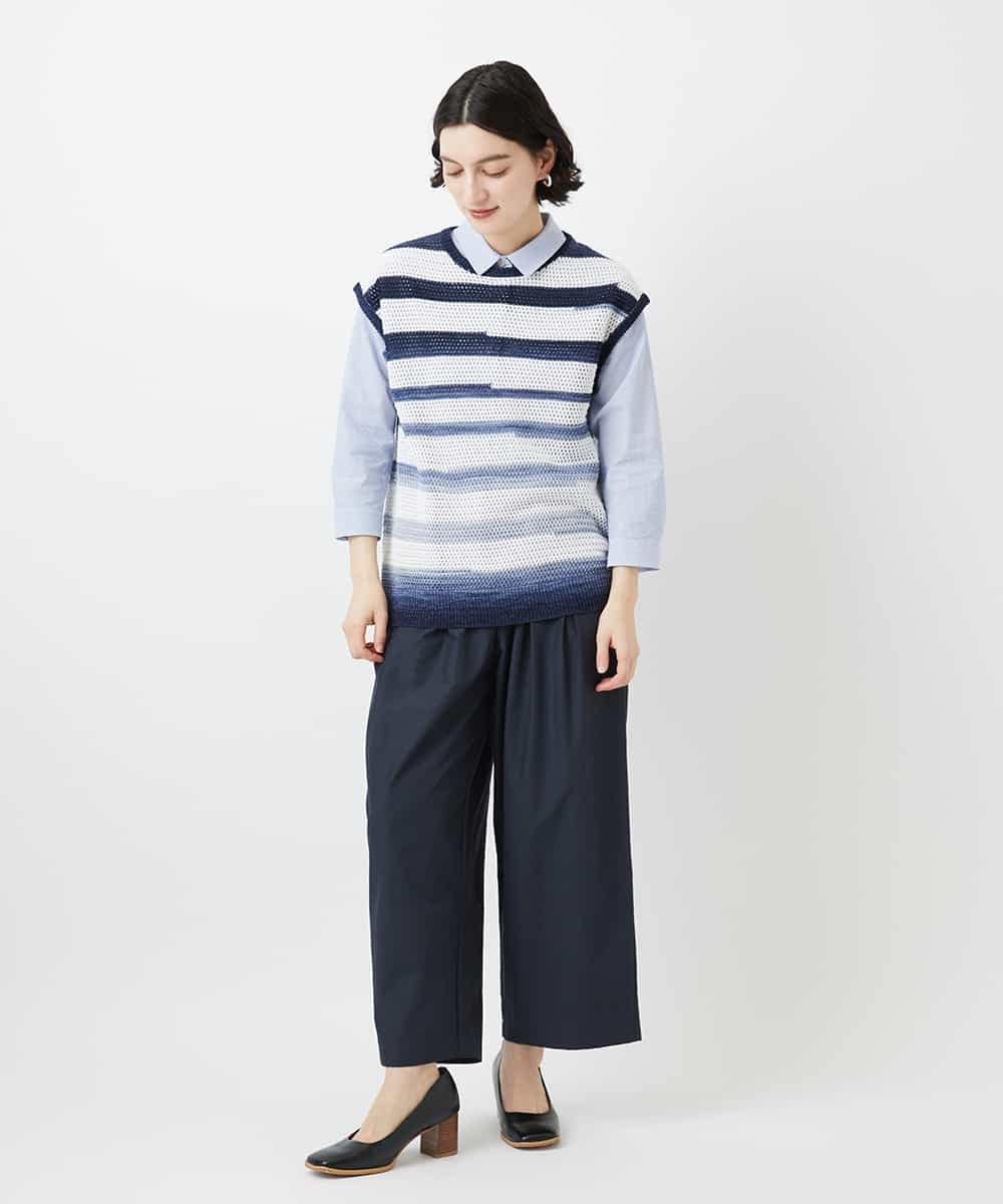 NHFGF40230 GIANNI LO GIUDICE(小さいサイズ)(メゾン ドゥ サンク) カスリボーダーニットベスト ネイビー