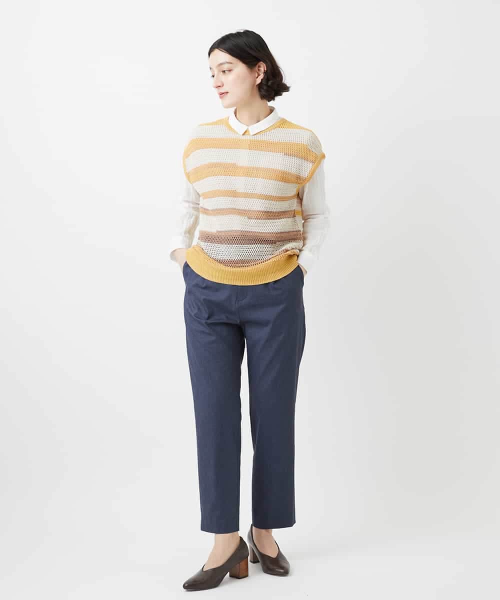 NHFGF40230 GIANNI LO GIUDICE(小さいサイズ)(メゾン ドゥ サンク) カスリボーダーニットベスト ネイビー