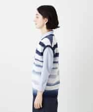 NHFGF40230 GIANNI LO GIUDICE(小さいサイズ)(メゾン ドゥ サンク) カスリボーダーニットベスト ネイビー