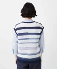 NHFGF40230 GIANNI LO GIUDICE(小さいサイズ)(メゾン ドゥ サンク) カスリボーダーニットベスト ネイビー