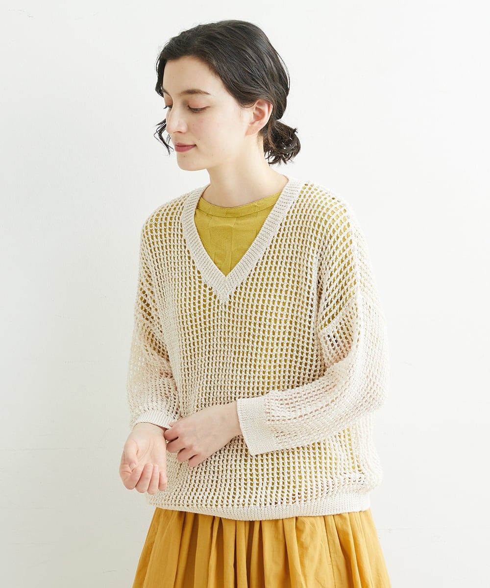 NHFGS30230 GIANNI LO GIUDICE(小さいサイズ)(メゾン ドゥ サンク) [洗える]ハシゴメッシュニット ミントグリーン