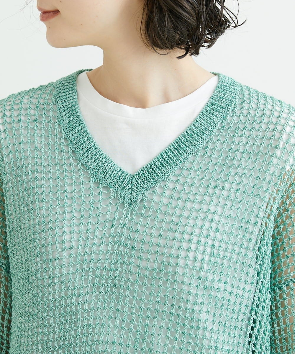 NHFGS30230 GIANNI LO GIUDICE(小さいサイズ)(メゾン ドゥ サンク) [洗える]ハシゴメッシュニット ミントグリーン