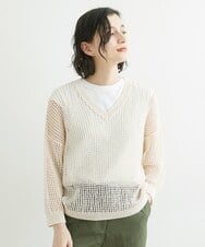 NHFGS30230 GIANNI LO GIUDICE(小さいサイズ)(メゾン ドゥ サンク) [洗える]ハシゴメッシュニット アイボリー