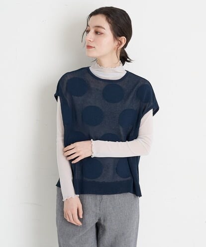 NHFGT30270 GIANNI LO GIUDICE(小さいサイズ) [洗える/日本製]ドット柄ショートスリーブニット