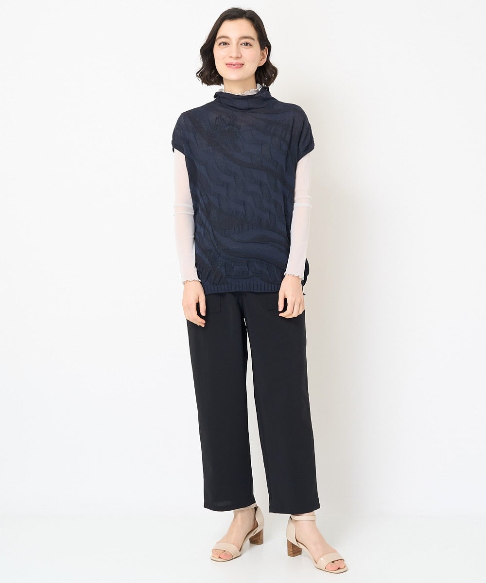 NHFGV42230 GIANNI LO GIUDICE(小さいサイズ)(メゾン ドゥ サンク) ウェーブプレーティング刺繍ニット カーキ