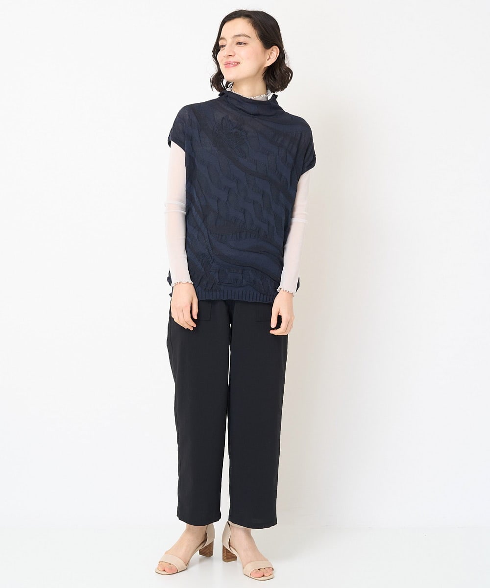 NHFGV42230 GIANNI LO GIUDICE(小さいサイズ)(メゾン ドゥ サンク) ウェーブプレーティング刺繍ニット カーキ