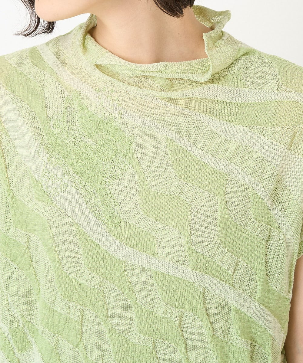 NHFGV42230 GIANNI LO GIUDICE(小さいサイズ)(メゾン ドゥ サンク) ウェーブプレーティング刺繍ニット カーキ