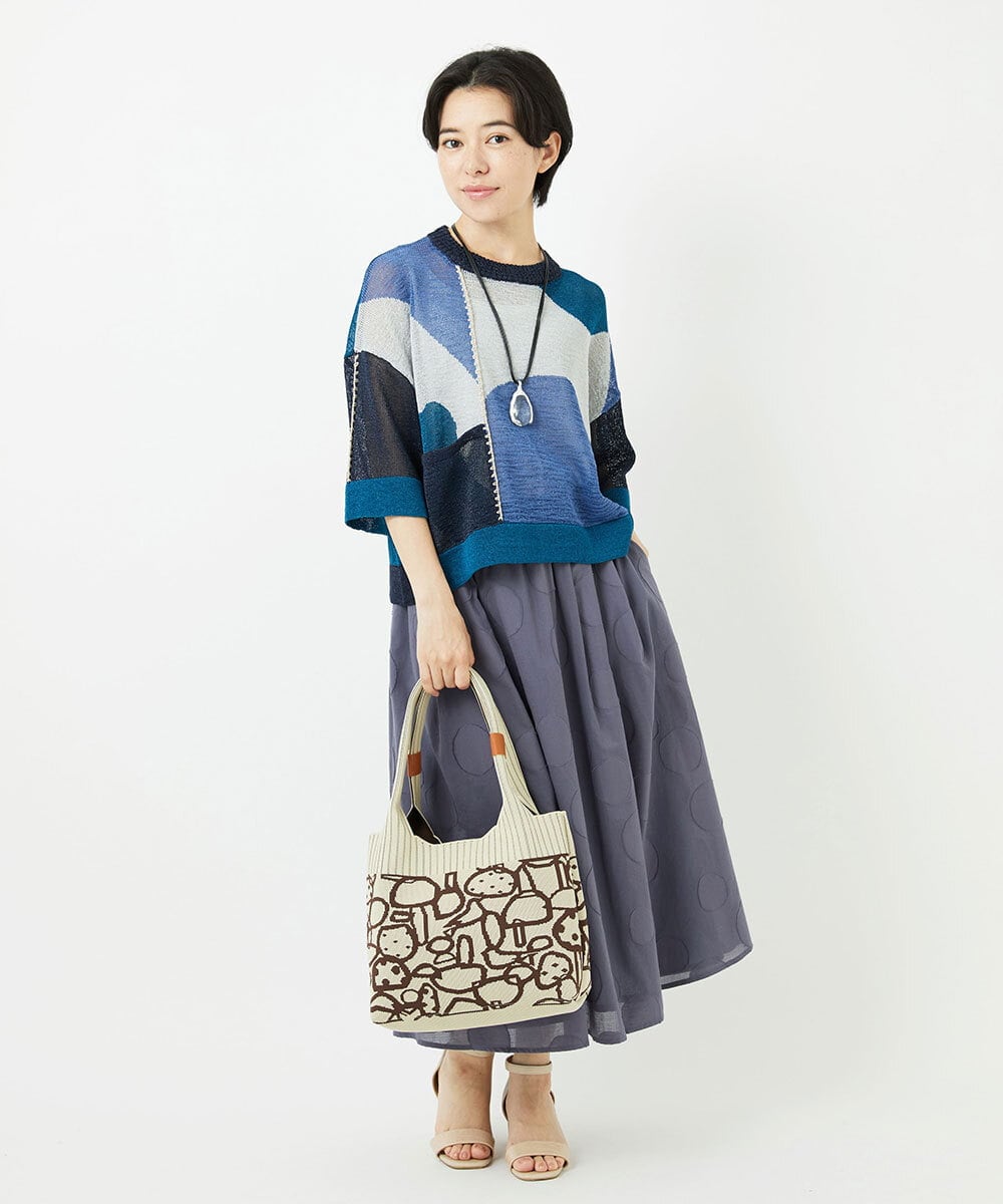 NHFHA10260 GIANNI LO GIUDICE(小さいサイズ)(メゾン ドゥ サンク) 透かし柄インターシャプルオーバーニット カーキ系