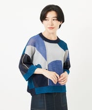 NHFHA10260 GIANNI LO GIUDICE(小さいサイズ)(メゾン ドゥ サンク) 透かし柄インターシャプルオーバーニット カーキ系