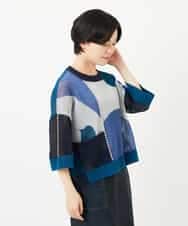NHFHA10260 GIANNI LO GIUDICE(小さいサイズ)(メゾン ドゥ サンク) 透かし柄インターシャプルオーバーニット カーキ系
