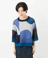 NHFHA10260 GIANNI LO GIUDICE(小さいサイズ)(メゾン ドゥ サンク) 透かし柄インターシャプルオーバーニット カーキ系
