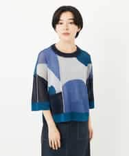 NHFHA10260 GIANNI LO GIUDICE(小さいサイズ)(メゾン ドゥ サンク) 透かし柄インターシャプルオーバーニット カーキ系
