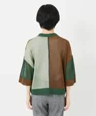 NHFHA10260 GIANNI LO GIUDICE(小さいサイズ)(メゾン ドゥ サンク) 透かし柄インターシャプルオーバーニット カーキ系