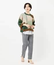 NHFHA10260 GIANNI LO GIUDICE(小さいサイズ)(メゾン ドゥ サンク) 透かし柄インターシャプルオーバーニット カーキ系