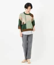 NHFHA10260 GIANNI LO GIUDICE(小さいサイズ)(メゾン ドゥ サンク) 透かし柄インターシャプルオーバーニット カーキ系