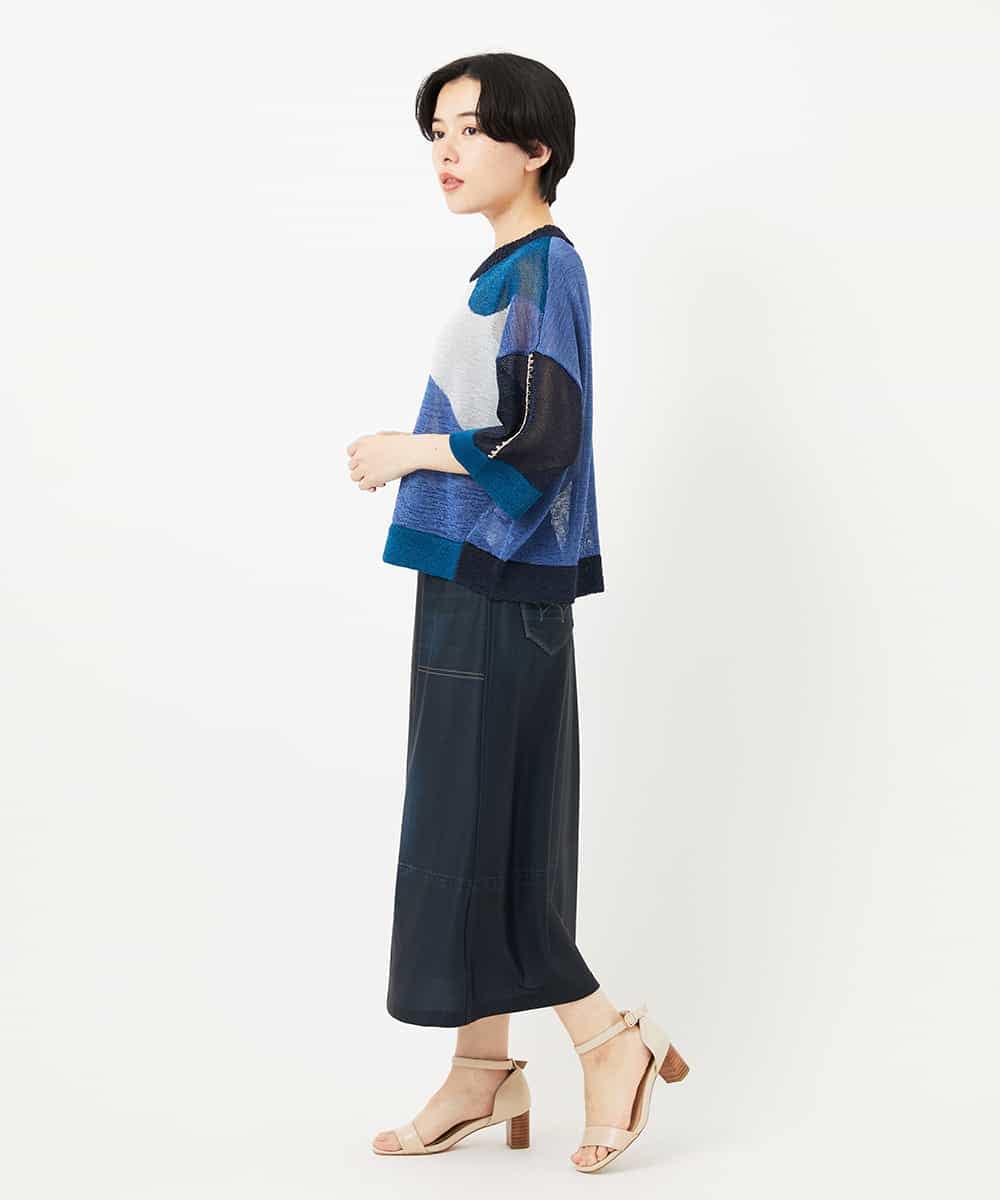 NHFHA10260 GIANNI LO GIUDICE(小さいサイズ)(メゾン ドゥ サンク) 透かし柄インターシャプルオーバーニット カーキ系