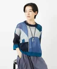 NHFHA10260 GIANNI LO GIUDICE(小さいサイズ)(メゾン ドゥ サンク) 透かし柄インターシャプルオーバーニット カーキ系