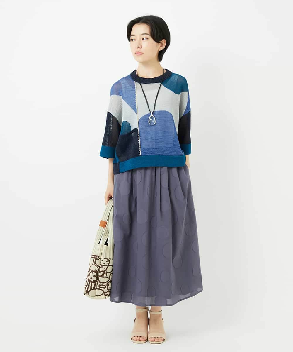 NHFHA10260 GIANNI LO GIUDICE(小さいサイズ)(メゾン ドゥ サンク) 透かし柄インターシャプルオーバーニット カーキ系
