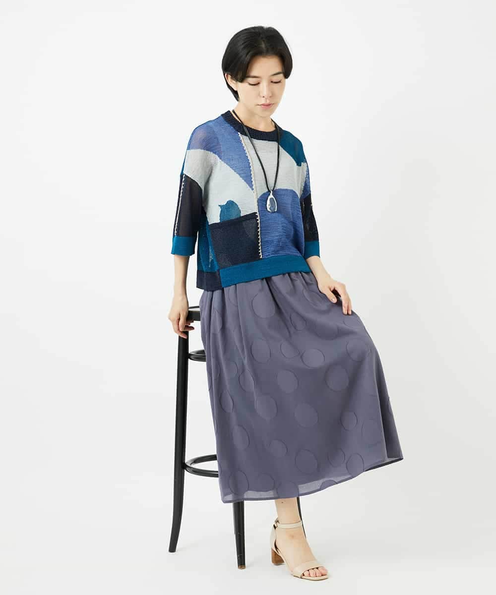 NHFHA10260 GIANNI LO GIUDICE(小さいサイズ)(メゾン ドゥ サンク) 透かし柄インターシャプルオーバーニット カーキ系