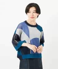 NHFHA10260 GIANNI LO GIUDICE(小さいサイズ)(メゾン ドゥ サンク) 透かし柄インターシャプルオーバーニット ネイビー系