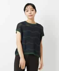 NHFHD05200 GIANNI LO GIUDICE(小さいサイズ)(メゾン ドゥ サンク) ペーパーヤーンボーダーニット ブルー