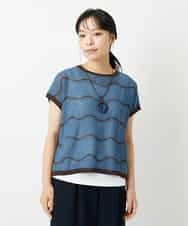 NHFHD05200 GIANNI LO GIUDICE(小さいサイズ)(メゾン ドゥ サンク) ペーパーヤーンボーダーニット ブルー
