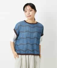 NHFHD05200 GIANNI LO GIUDICE(小さいサイズ)(メゾン ドゥ サンク) ペーパーヤーンボーダーニット ブルー