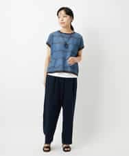 NHFHD05200 GIANNI LO GIUDICE(小さいサイズ)(メゾン ドゥ サンク) ペーパーヤーンボーダーニット ブルー