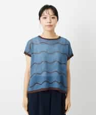 NHFHD05200 GIANNI LO GIUDICE(小さいサイズ)(メゾン ドゥ サンク) ペーパーヤーンボーダーニット ブルー