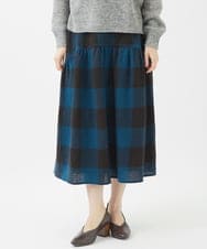 NHHAB41360 GIANNI LO GIUDICE(小さいサイズ)(メゾン ドゥ サンク) [セットアップ対応]ウールリファインガーゼチェックスカート ブルー系