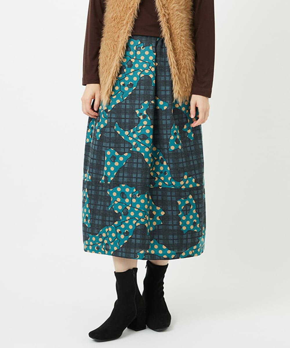 NHHAE11360 GIANNI LO GIUDICE(小さいサイズ) [日本製]ウール混ビエライタリアプリントスカート