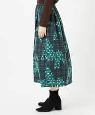 NHHAE11360 GIANNI LO GIUDICE(小さいサイズ)(メゾン ドゥ サンク) [日本製]ウール混ビエライタリアプリントスカート ブルー系
