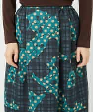 NHHAE11360 GIANNI LO GIUDICE(小さいサイズ)(メゾン ドゥ サンク) [日本製]ウール混ビエライタリアプリントスカート ブルー系