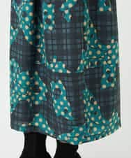 NHHAE11360 GIANNI LO GIUDICE(小さいサイズ)(メゾン ドゥ サンク) [日本製]ウール混ビエライタリアプリントスカート ブルー系