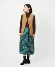NHHAE11360 GIANNI LO GIUDICE(小さいサイズ)(メゾン ドゥ サンク) [日本製]ウール混ビエライタリアプリントスカート ブルー系
