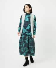 NHHAE11360 GIANNI LO GIUDICE(小さいサイズ)(メゾン ドゥ サンク) [日本製]ウール混ビエライタリアプリントスカート ブルー系