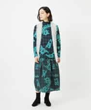 NHHAE11360 GIANNI LO GIUDICE(小さいサイズ)(メゾン ドゥ サンク) [日本製]ウール混ビエライタリアプリントスカート ブルー系