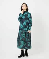 NHHAE11360 GIANNI LO GIUDICE(小さいサイズ)(メゾン ドゥ サンク) [日本製]ウール混ビエライタリアプリントスカート ブルー系