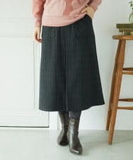 NHHAE21290 GIANNI LO GIUDICE(小さいサイズ)(メゾン ドゥ サンク) レーヨン混ストレッチチェックスカート オフベージュ