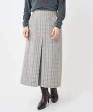 NHHAE21290 GIANNI LO GIUDICE(小さいサイズ)(メゾン ドゥ サンク) レーヨン混ストレッチチェックスカート オフベージュ