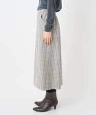NHHAE21290 GIANNI LO GIUDICE(小さいサイズ)(メゾン ドゥ サンク) レーヨン混ストレッチチェックスカート オフベージュ