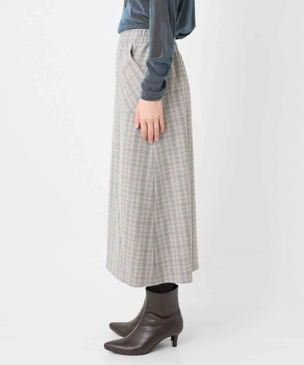NHHAE21290 GIANNI LO GIUDICE(小さいサイズ)(メゾン ドゥ サンク) レーヨン混ストレッチチェックスカート オフベージュ
