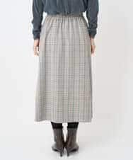 NHHAE21290 GIANNI LO GIUDICE(小さいサイズ)(メゾン ドゥ サンク) レーヨン混ストレッチチェックスカート オフベージュ