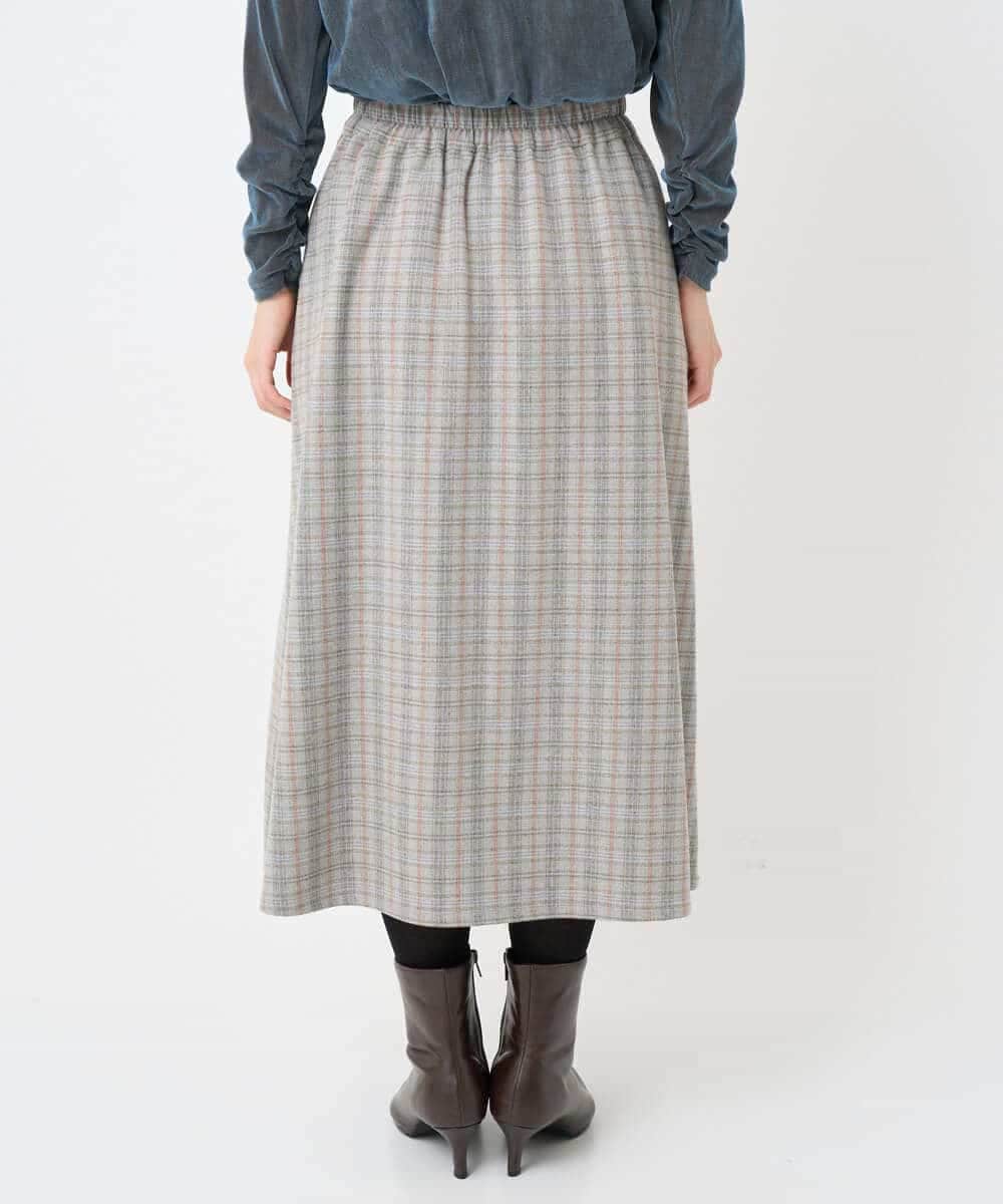 NHHAE21290 GIANNI LO GIUDICE(小さいサイズ)(メゾン ドゥ サンク) レーヨン混ストレッチチェックスカート オフベージュ